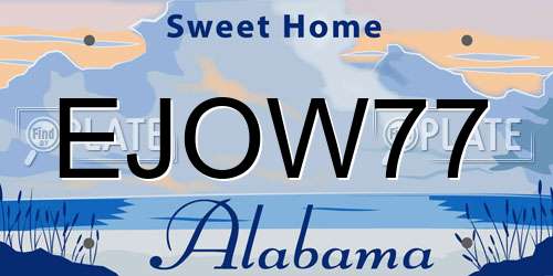 EJOW77 Alabama License Plate