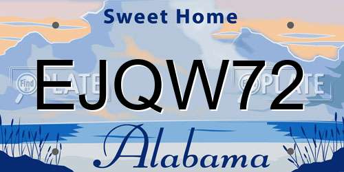EJQW72 Alabama License Plate