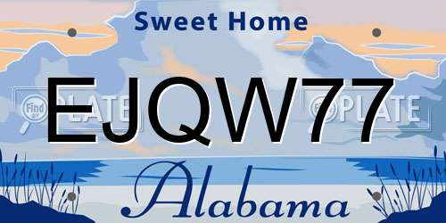 EJQW77 Alabama License Plate