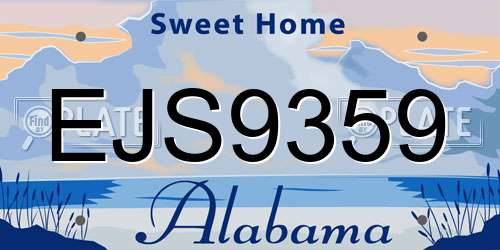 EJS9359 Alabama License Plate