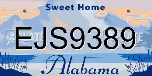 EJS9389 Alabama License Plate