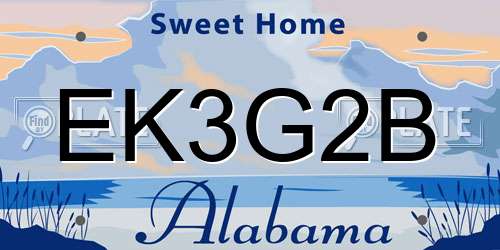 EK3G2B Alabama License Plate
