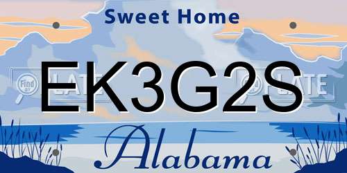 EK3G2S Alabama License Plate