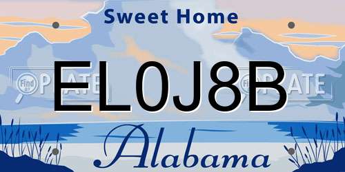 EL0J8B Alabama License Plate