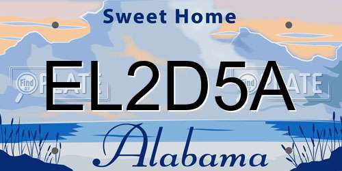 EL2D5A Alabama License Plate