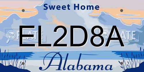 EL2D8A Alabama License Plate