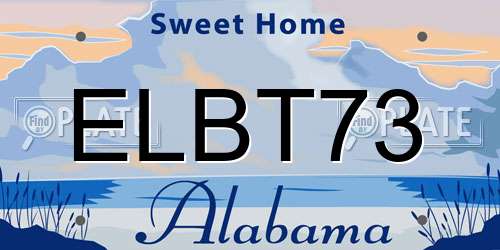 ELBT73 Alabama License Plate