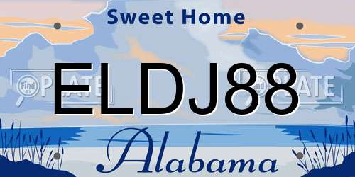 ELDJ88 Alabama License Plate