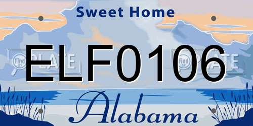 ELF0106 Alabama License Plate