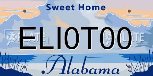 ELI0T00 Alabama License Plate