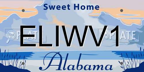 ELIWV1 Alabama License Plate