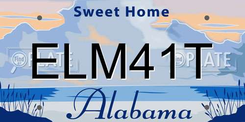 ELM41T Alabama License Plate
