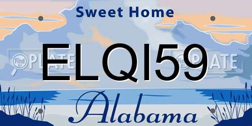ELQI59 Alabama License Plate
