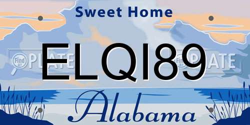 ELQI89 Alabama License Plate
