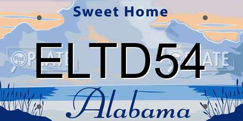 ELTD54 Alabama License Plate