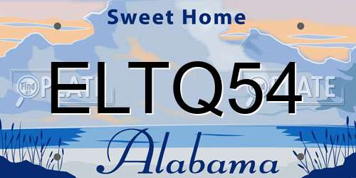 ELTQ54 Alabama License Plate