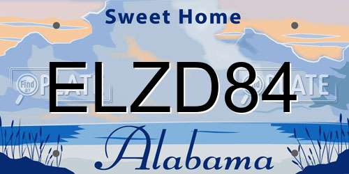 ELZD84 Alabama License Plate