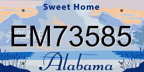 EM73585 Alabama License Plate