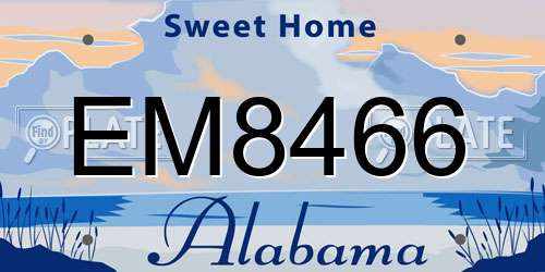 EM8466 Alabama License Plate
