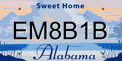 EM8B1B Alabama License Plate