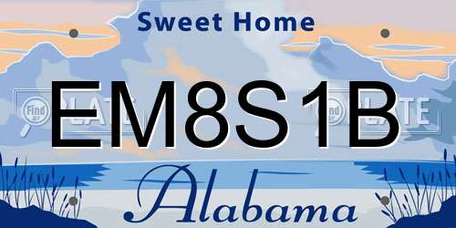 EM8S1B Alabama License Plate