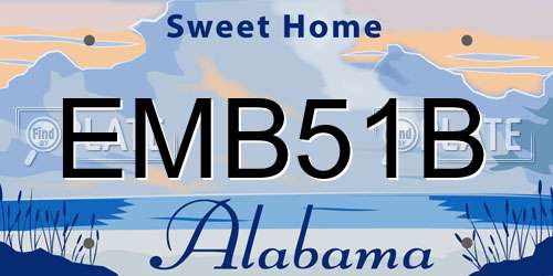 EMB51B Alabama License Plate