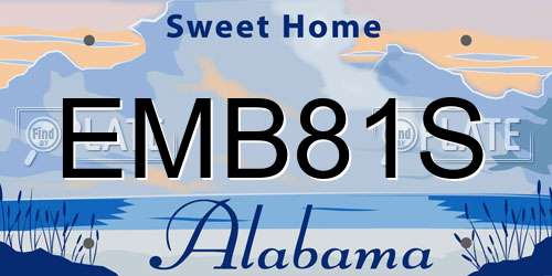 EMB81S Alabama License Plate
