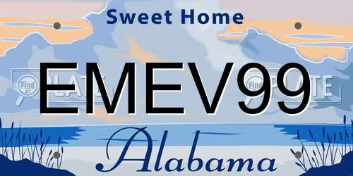 EMEV99 Alabama License Plate