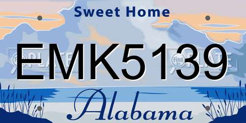 EMK5139 Alabama License Plate