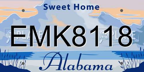 EMK8118 Alabama License Plate