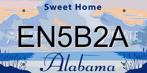 EN5B2A Alabama License Plate