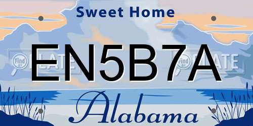 EN5B7A Alabama License Plate