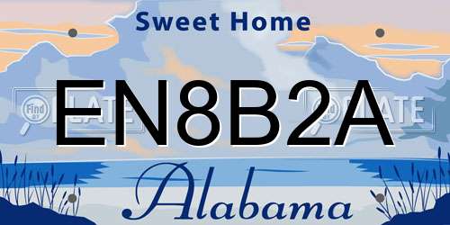 EN8B2A Alabama License Plate