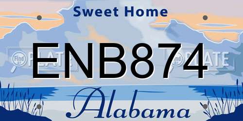 ENB874 Alabama License Plate