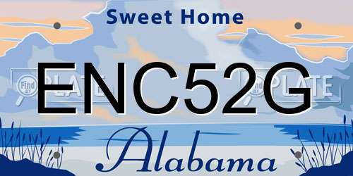 ENC52G Alabama License Plate