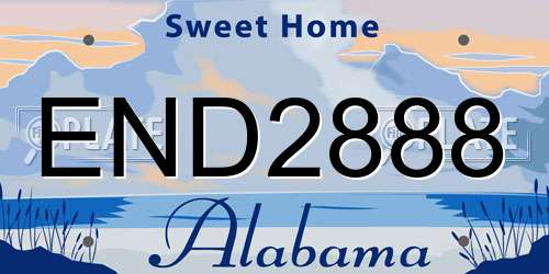 END2888 Alabama License Plate