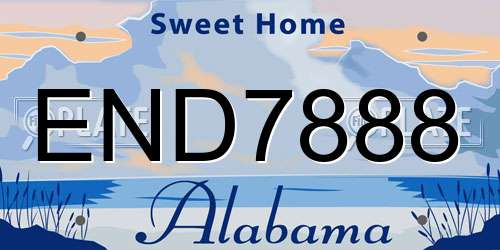END7888 Alabama License Plate