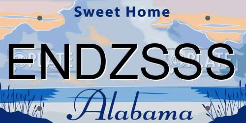 ENDZSSS Alabama License Plate