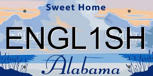 ENGL1SH Alabama License Plate