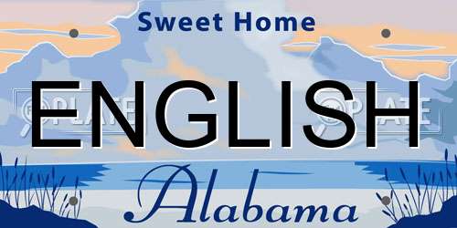 ENGLISH Alabama License Plate