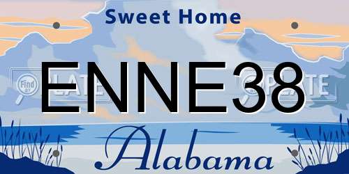 ENNE38 Alabama License Plate