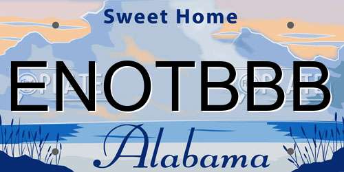 ENOTBBB Alabama License Plate