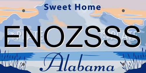 ENOZSSS Alabama License Plate