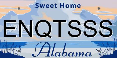 ENQTSSS Alabama License Plate