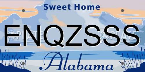 ENQZSSS Alabama License Plate