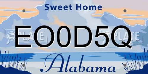 EO0D5Q Alabama License Plate