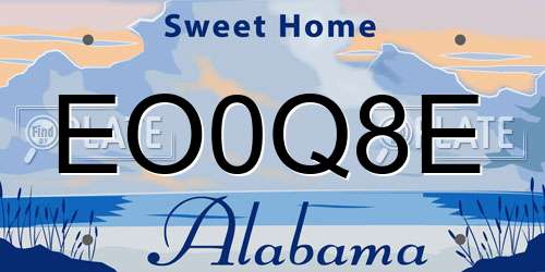 EO0Q8E Alabama License Plate