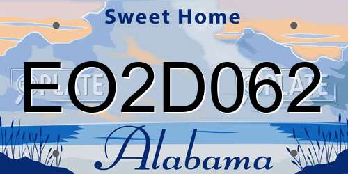 EO2D062 Alabama License Plate