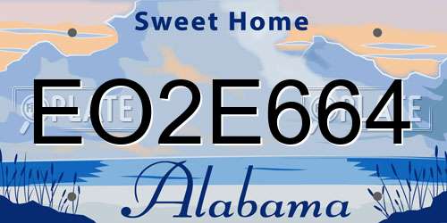EO2E664 Alabama License Plate