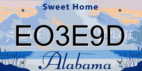 EO3E9D Alabama License Plate